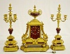 Japy Freres Bronze & Marble Clock Garniture Set