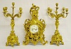 A.D. Mougin Bronze Dragon Clock Garniture Set