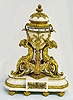 French Annular Dial Bronze & Marble Clock w/Putti