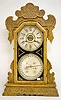 Oak Waterbury Double Dial Calendar Clock