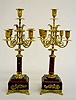 Pair of Red & Black Marble Gilbert Candelabras