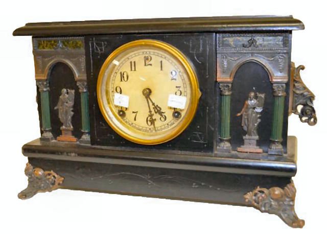 Sessions Black Enameled Mantel Clock, "Nevin" — Antique Clocks Price Guide