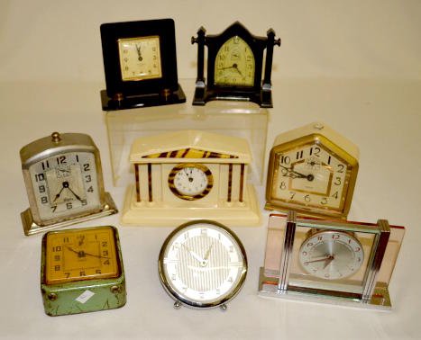 8 Antique Alarm & Dresser Clocks; Ingraham, Lux + — Antique Clocks Price Guide