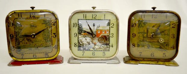 3 Lux Animated Scenic Alarm Clocks — Antique Clocks Price Guide