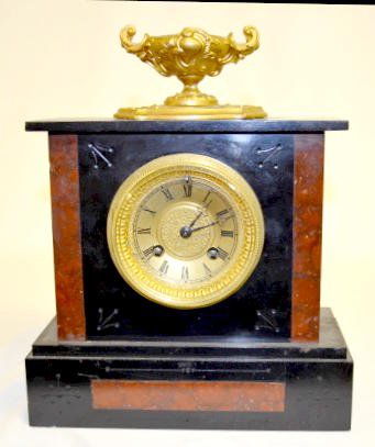 French Marti Red & Black Mantel Clock — Antique Clocks Price Guide