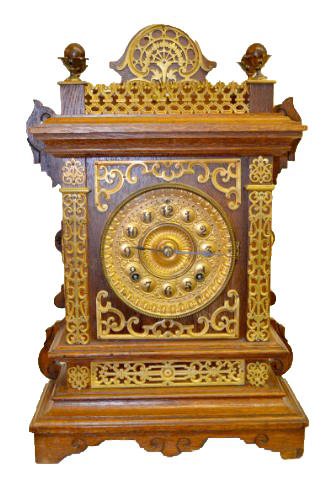 Ansonia "Cabinet F" Oak & Metal Clock — Antique Clocks Price Guide
