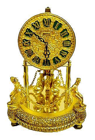 Kern Torsion Anniversary Clock w/Atlas Figures — Antique Clocks Price Guide
