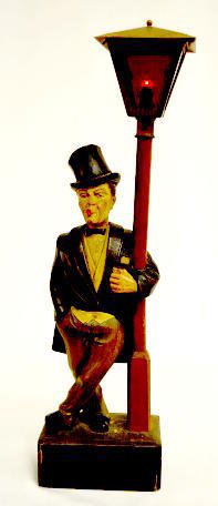 Vintage Wood Carved Whistler By Lamppost — Antique Clocks Price Guide