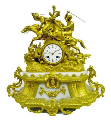 Antique French Clock w/Steeple Chase Scene — Antique Clocks Price Guide