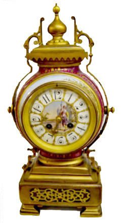 Ornate French Porcelain & Brass Mantel Clock — Antique Clocks Price Guide