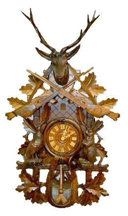 Lrg. Walnut German Carved Cuckoo Clock w/Deer — Antique Clocks Price Guide