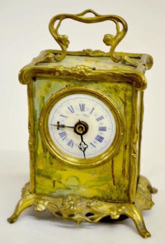 Carriage Clock w/Tin Lithograph Decoration — Antique Clocks Price Guide