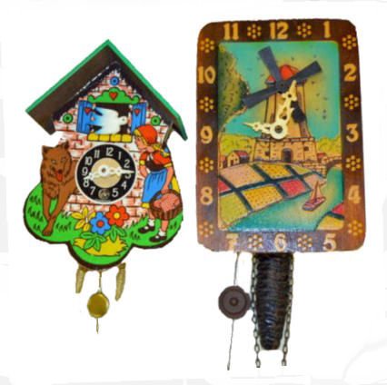 2 Clocks, Riding Hood & Windmill Wall Clock — Antique Clocks Price Guide