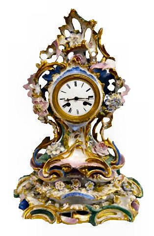 Antique Porcelain 2 Piece Silk String Clock — Antique Clocks Price Guide