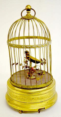 Antique Brass Animated Musical Bird in Cage — Antique Clocks Price Guide