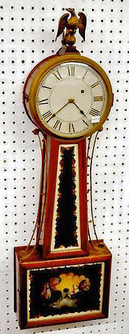 Antique American Weight Driven Banjo Clock — Antique Clocks Price Guide