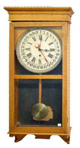 Sessions Oak Calendar Store Regulator Wall Clock — Antique Clocks Price Guide