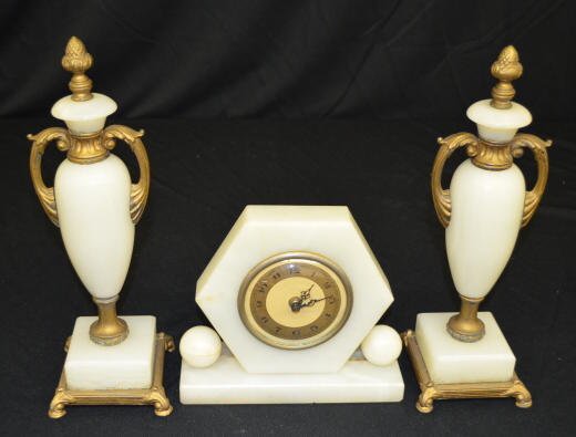 3 Piece Onyx Clock Set — Antique Clocks Price Guide