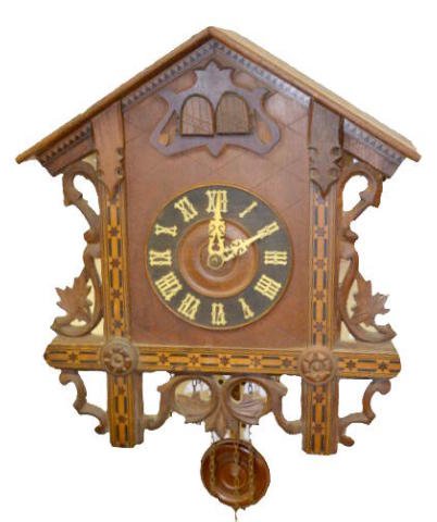 Antique Inlaid 3 Wt. Cuckoo & Quail Clock — Antique Clocks Price Guide