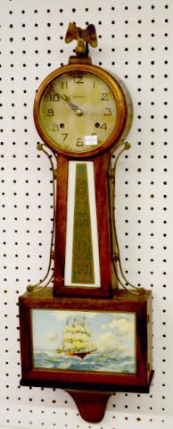 New Haven Banjo Clock w/Ship — Antique Clocks Price Guide