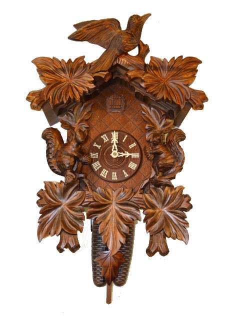 Bird & Squirrels 8 Day Carved — Antique Clocks Price Guide