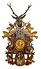 Lrg. Walnut German Carved Cuckoo Clock w/Deer