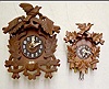 2 German Carved Cuckoo Clocks w/Birds