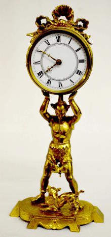 French Brass Figural Clock w/Jester & Dog — Antique Clocks Price Guide