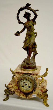 French Marble Statue Clock — Antique Clocks Price Guide