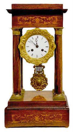 Inlaid French T&S Portico Clock — Antique Clocks Price Guide