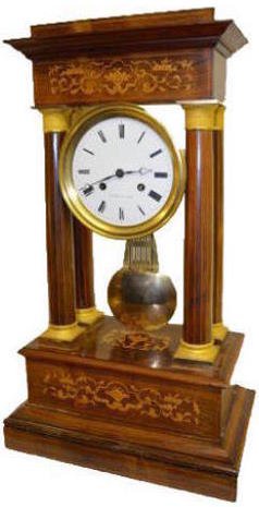 Large French Inlay on T&S Portico Clock — Antique Clocks Price Guide