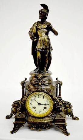 Ansonia Figural Statue Clock of Roman Soldier — Antique Clocks Price Guide