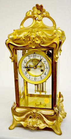 Gilt Floral Crystal Regulator Clock — Antique Clocks Price Guide