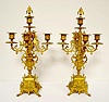 Pair Ornate Antique 5 Cup Candelabras